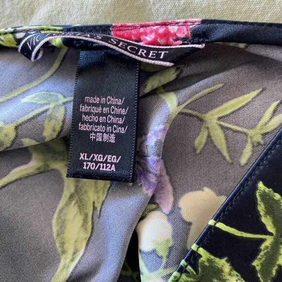 Victoria’s Secret Floral Satin Slip Dress Size XL Shoulder Tie Black EUC - Picture 6 of 6